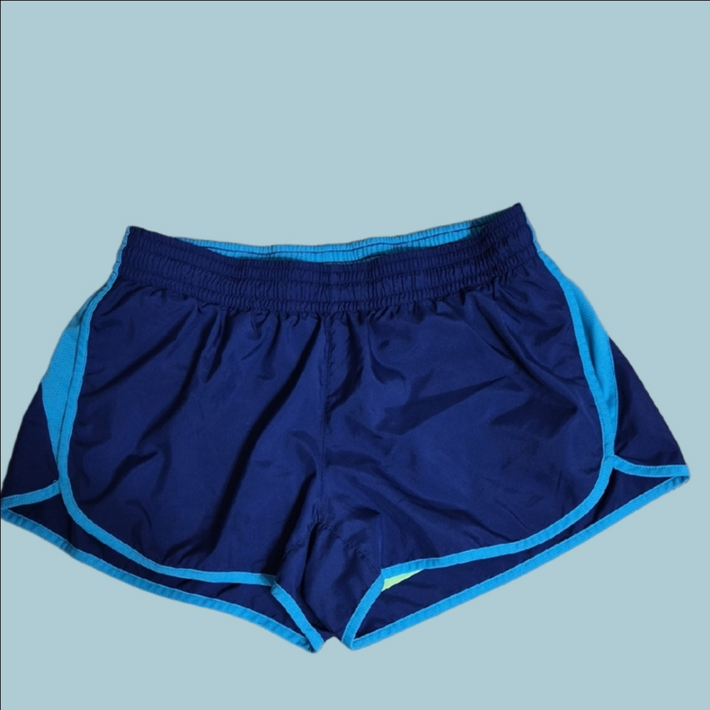 Nike Women's Navy and Light Blue Athletic Shorts